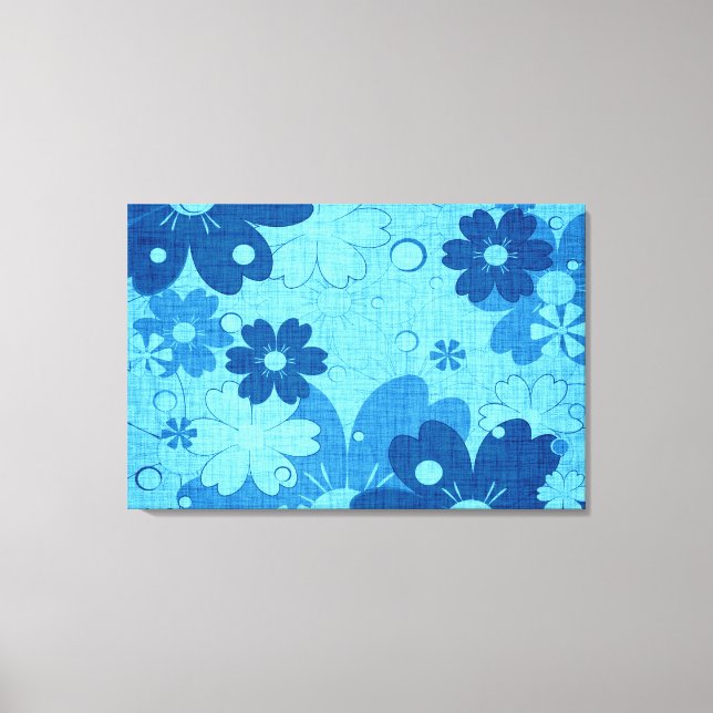 Blue Floral Vintage Canvas Print (Front)