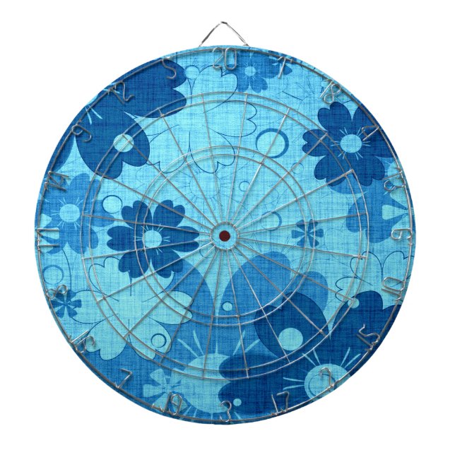 Blue Floral Vintage Dartboard (Front)