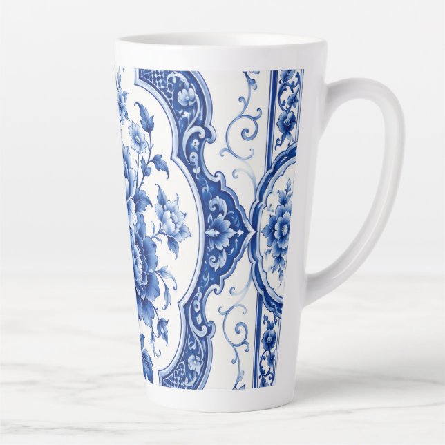 Blue Floral Vintage Latte Mug (Right)