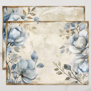 Blue Floral Vintage Scrapbook Paper