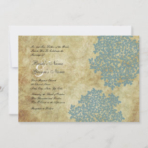 Blue Floral Vintage Wedding Invitations