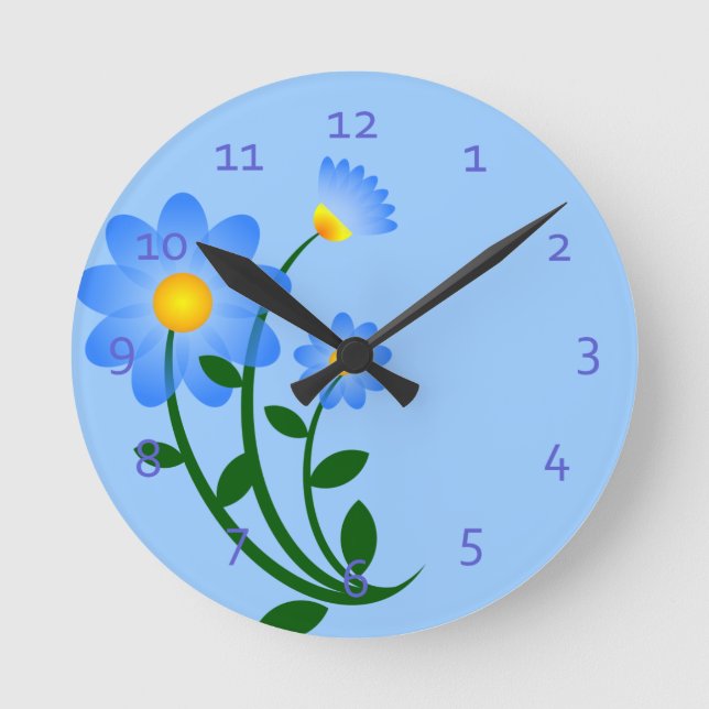 Blue Floral Wall Clocks (Front)