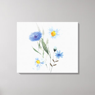 Blue Floral Watercolor Art   Elegant Wildflower Ho Canvas Print