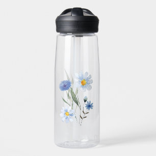 Blue Floral Watercolor Art Elegant Wildflower Ho Water Bottle