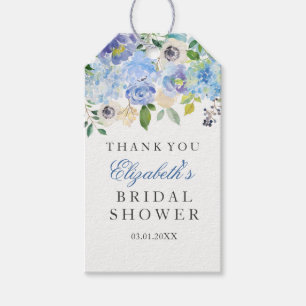 Blue Floral Watercolor Bridal Shower Gift Tags