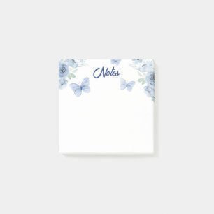 Blue Floral Watercolor Butterfly Sticky Notes