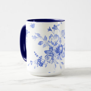 Blue Floral Watercolor Ceramic Mug