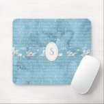 Blue Floral Watercolor Monogram Rustic Mouse Pad<br><div class="desc">Mixed blue shabby chic patterns.  Monogram is added to the middle of the mouse pad.</div>