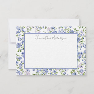 Blue Floral Watercolor Name Card