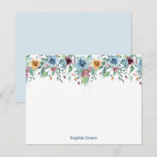 Blue Floral Watercolor Personalised Card