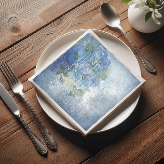 Blue Floral Watercolor Poppies Decoupage Napkin (Creator Uploaded)