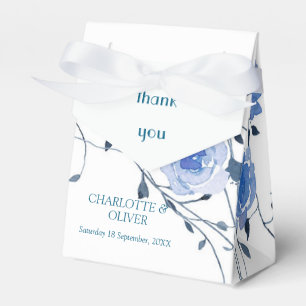 Blue Floral Watercolor Wedding Thank You Favour Bo Box