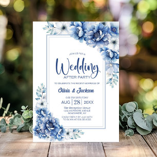 Blue Floral Wedding After Party Invitation