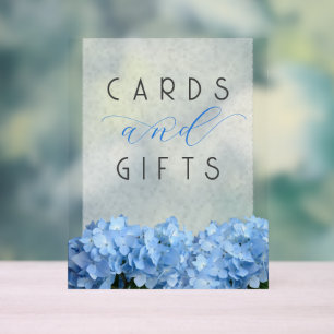 Blue Floral Wedding Cards n Gifts Table Acrylic Sign