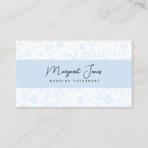 Blue Floral Wedding Celebrant Business Card