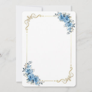 Blue Floral Wedding Congratulations Card Elegant