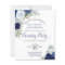 Blue Floral Wedding Evening Party Budget Invite