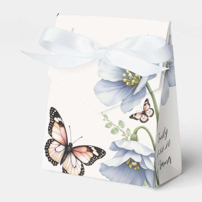 Blue Floral Wedding Favour Boxes (Front Side)