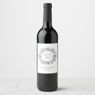 Blue Floral Wedding Favour Wine Label
