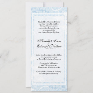 Blue Floral Wedding Invitation