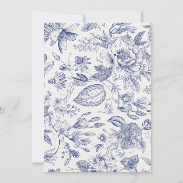 Blue Floral Wedding Invitation (Back)