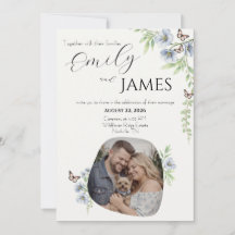 Blue Floral Wedding Invitation