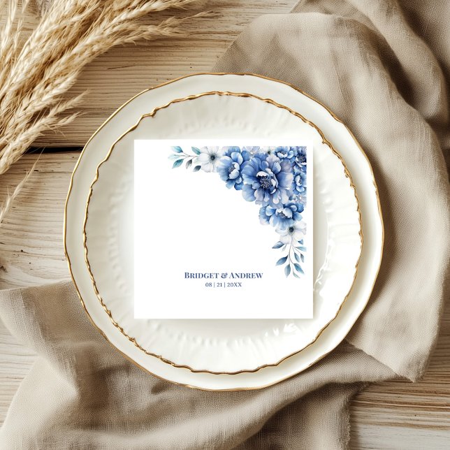 Blue Floral Wedding Napkin (Creator Uploaded)