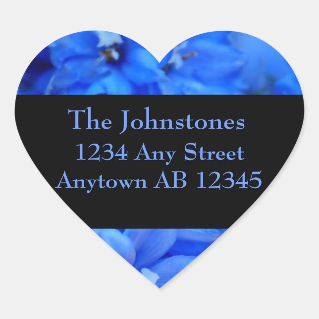 Blue Floral Wedding Return Address Label (Front)