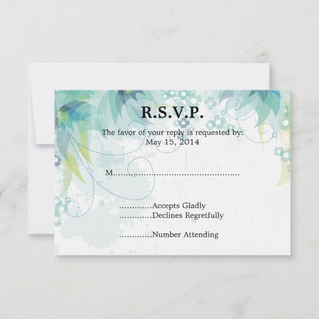 Blue Floral Wedding RSVP (Front)