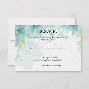 Blue Floral Wedding RSVP Card