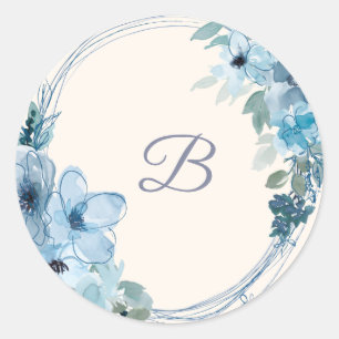 Blue  floral wedding sticker 