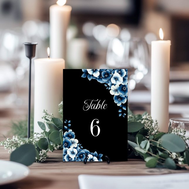 Blue Floral Wedding Table Number (Creator Uploaded)