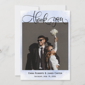 Blue Floral Wedding Thank You Cards