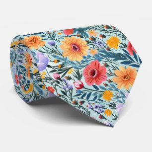 Blue Floral Wedding Tie