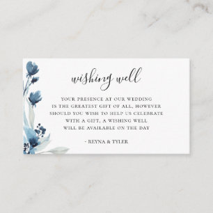 Blue Floral Wedding Wishing Well Enclosure Card