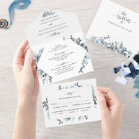 Blue Floral Wedding with Perforated RSVP