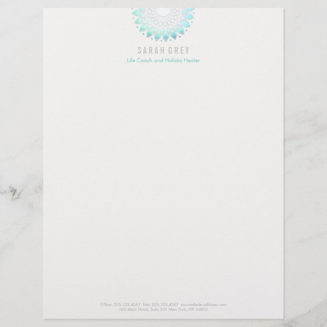 Blue Floral Wellness & Holistic Health Personalized Letterhead (Front)