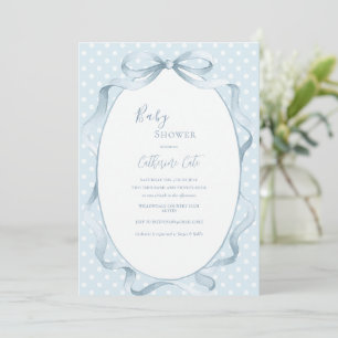Blue Floral Whimsical Baby Shower  Invitation