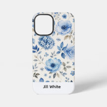 Blue Floral White Watercolor