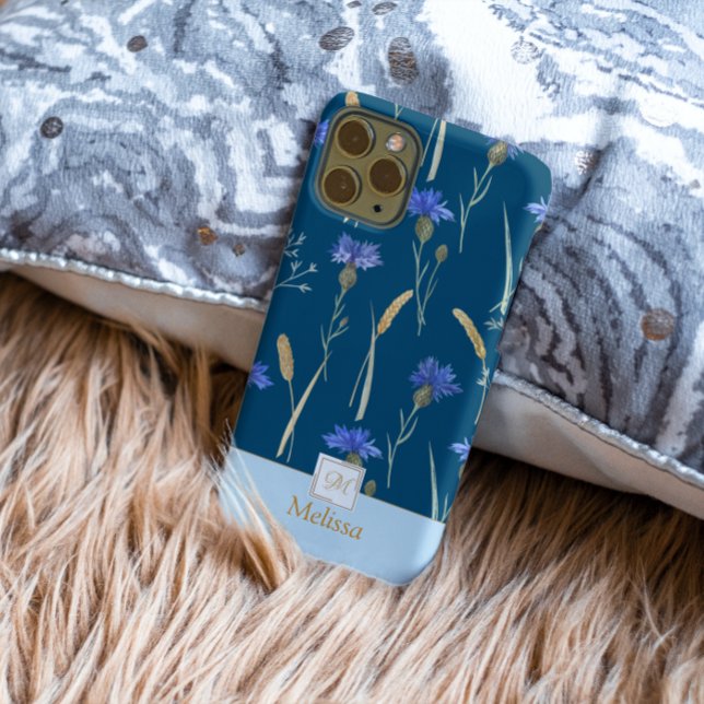 Blue Floral Wildflower Monogram Case-Mate iPhone Case (Creator Uploaded)