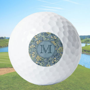 Blue Floral William Morris Custom Initial Ladies Golf Balls