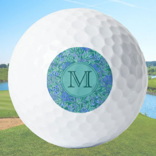 Blue Floral William Morris Custom Initial Ladies Golf Balls