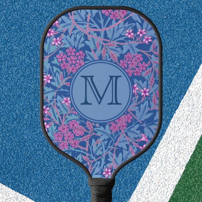 Blue Floral William Morris Custom Initial Ladies Pickleball Paddle (Creator Uploaded)