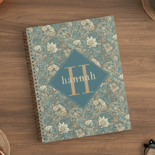 Blue Floral William Morris Elegant Monogram Planner