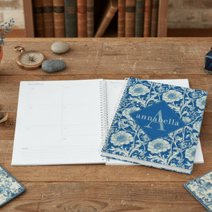 Blue Floral William Morris Elegant Monogram Planner