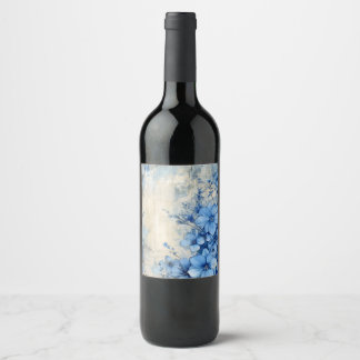 Blue Floral Wine Label