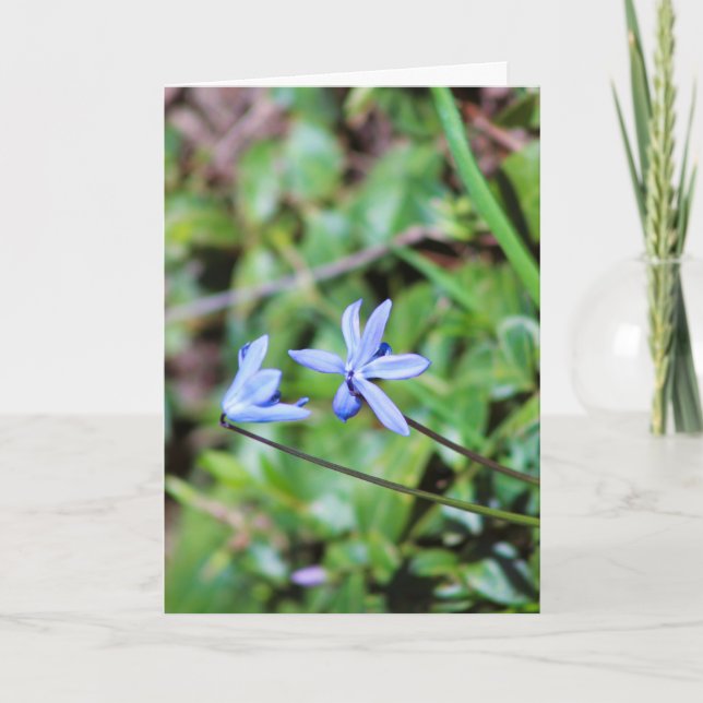Blue floral with poem inside greeting card (Front)