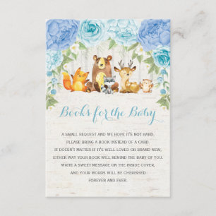 Blue Floral Woodland Forest Animals Book Request Enclosure Card