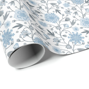 Blue floral  wrapping paper
