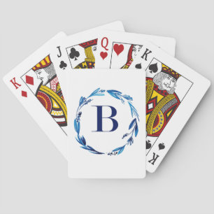 Blue Floral Wreath 'B' Playing Cards